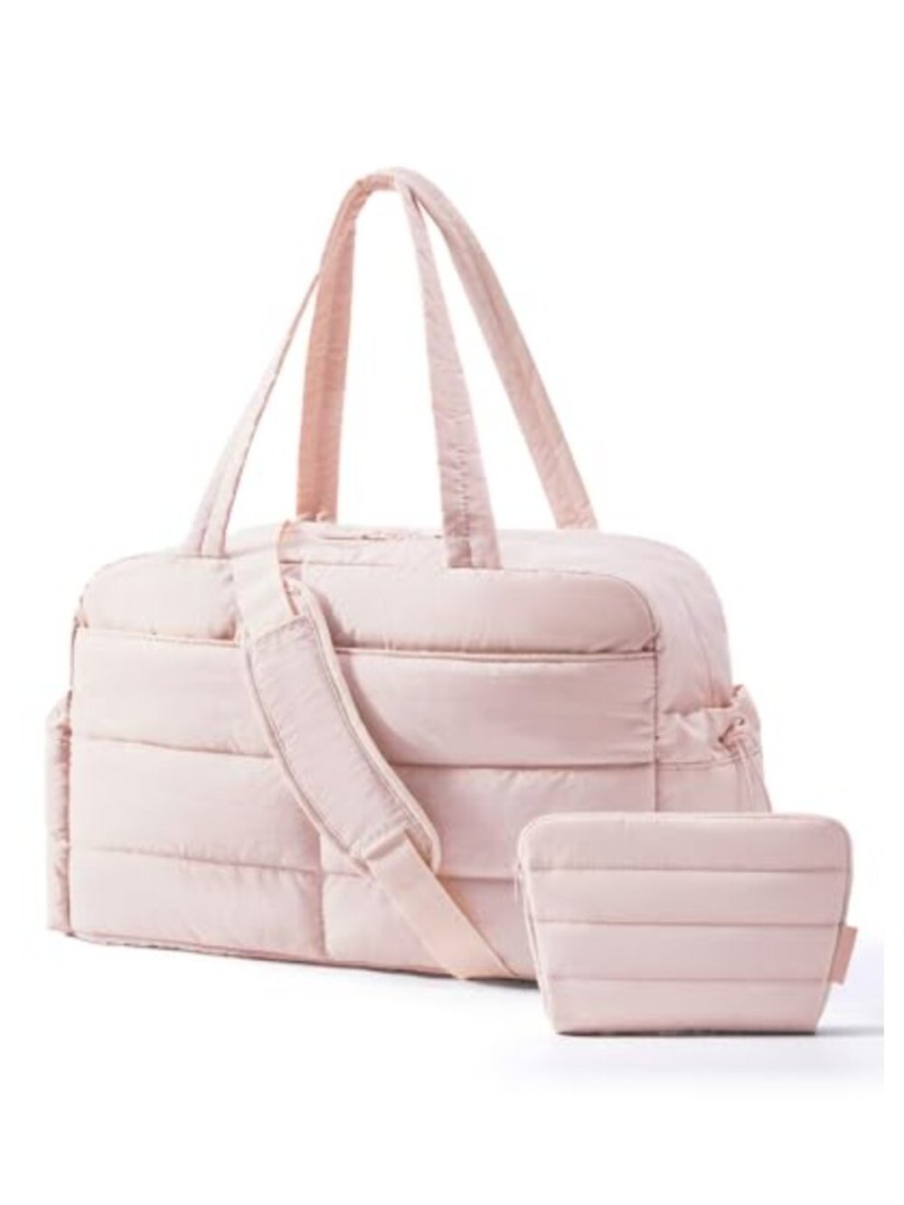 Quilted Travel Duffle Bag with Toiletry Pouch, Water Resistant Nylon, 31L Carry